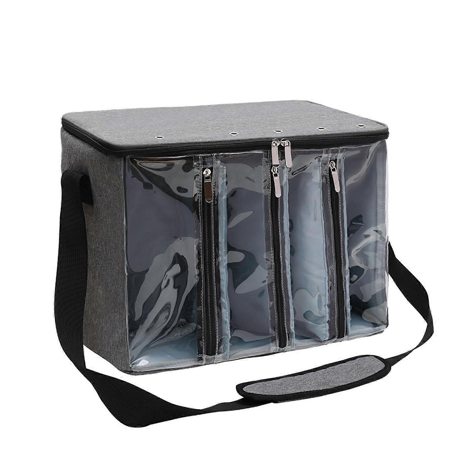 Yarn Storage Bag with Clear View, Multiple Compartments, Durable Oxford Fabric, Leaf Pattern Knitting Tote