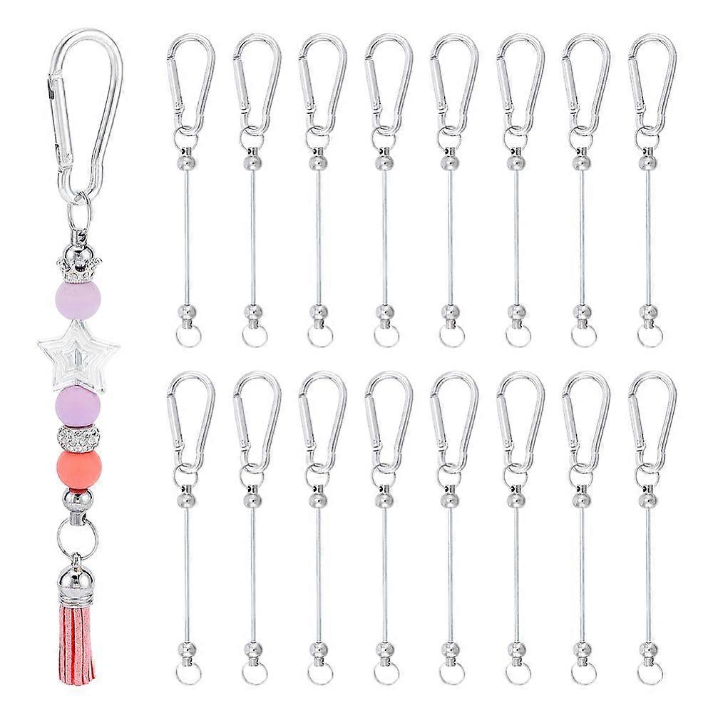 20Pcs Blank Beadable Keychain Bars: DIY Jewelry Making Kit - Silver Stud Keychain Bars