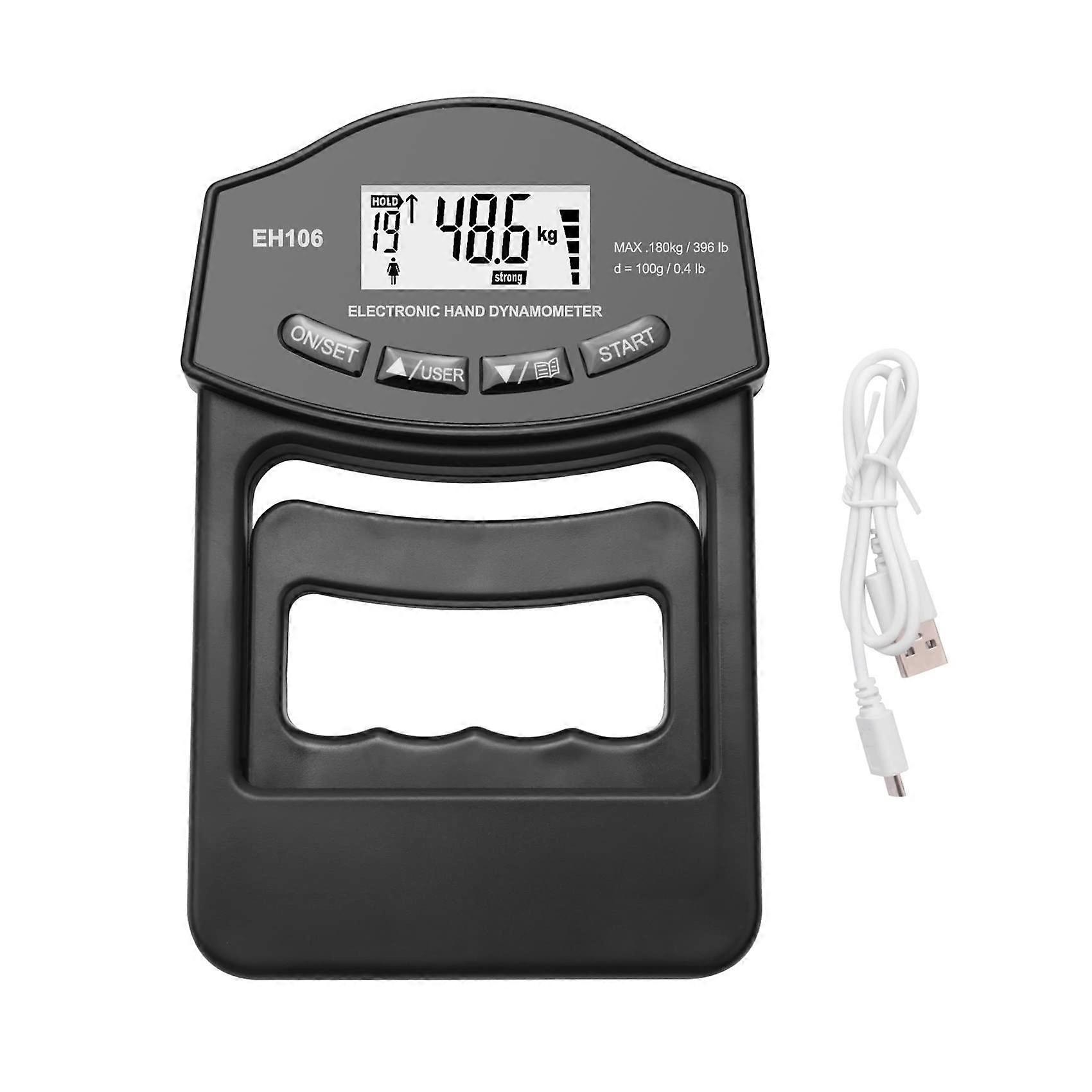 396lbs Digital Hand Dynamometer Grip Strength Tester with LCD Display and USB Rechargeable Design