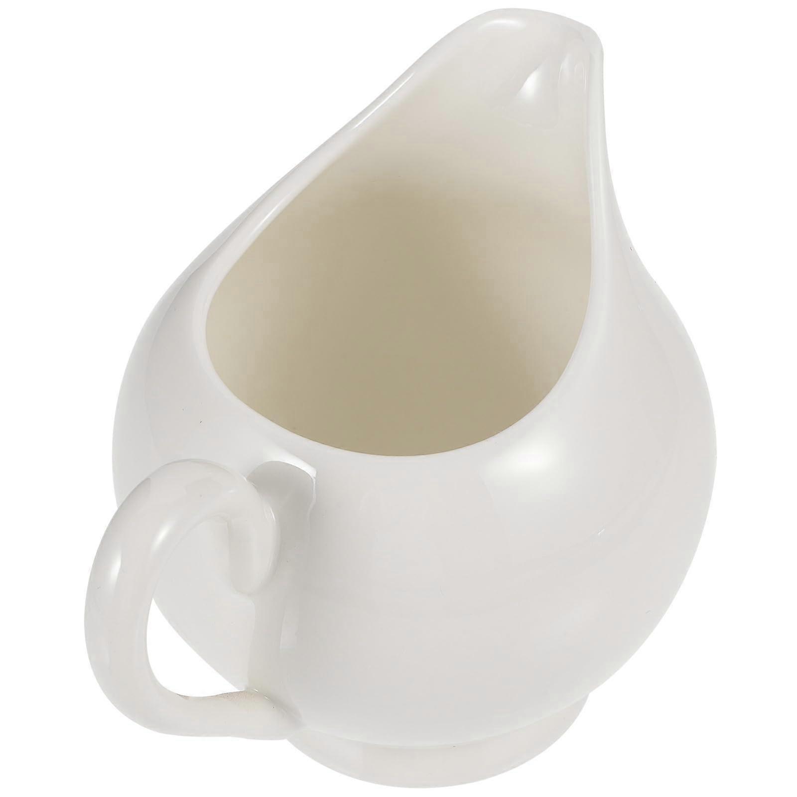 Ceramic Milk Pitcher with Handle and Dripless Spout for Coffee Latte Art and Kitchen Serving