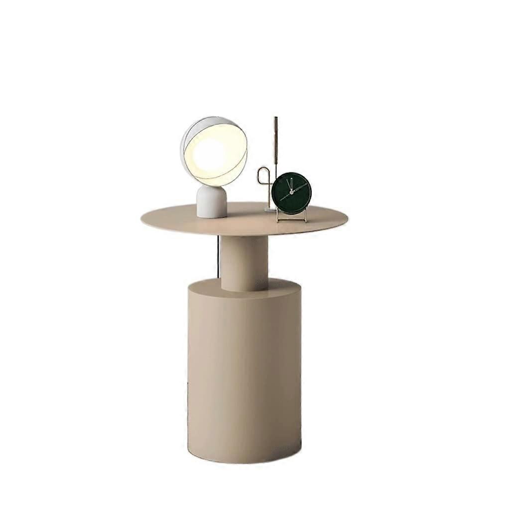 Modern Nordic Bedside Table Round Wooden Nightstand with ScratchResistant Surface Beige