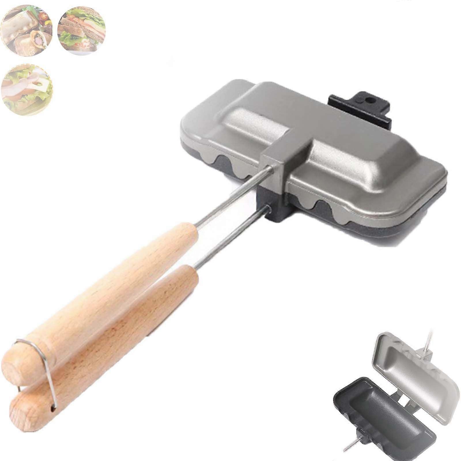 Breakfast Sandwich Maker with NonStick Surface, DoubleSided Removable Pan and Detachable Handle