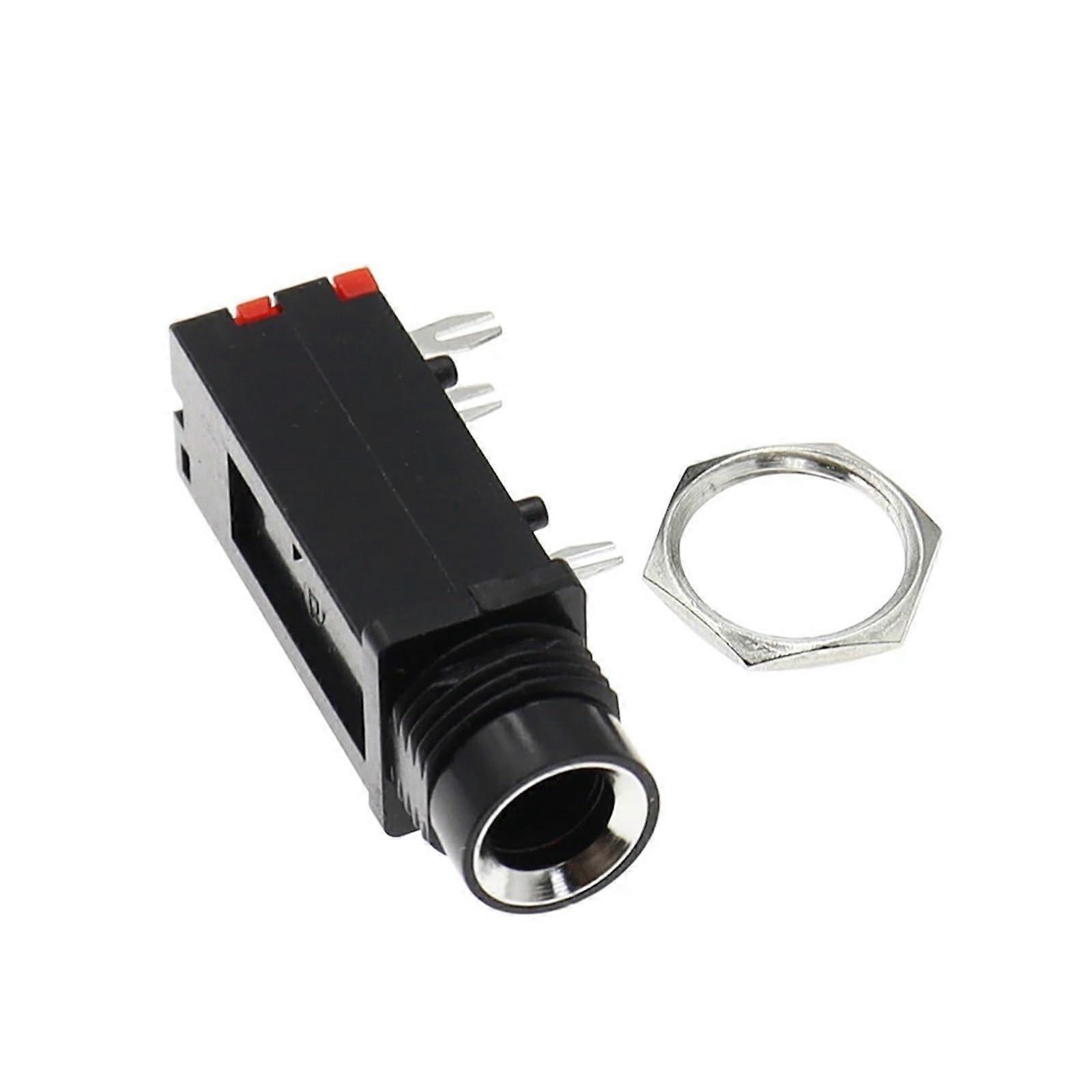 PJ309 6.35mm Stereo Audio Jack 3 Pin Microphone Socket with Silver Nut, 5 Pcs