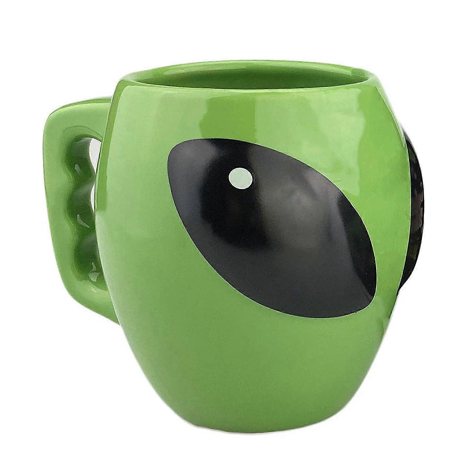 Funny Green Alien Ceramic Coffee Mug 14oz Unique Alien Head Shape Novelty Tea Cup Gift