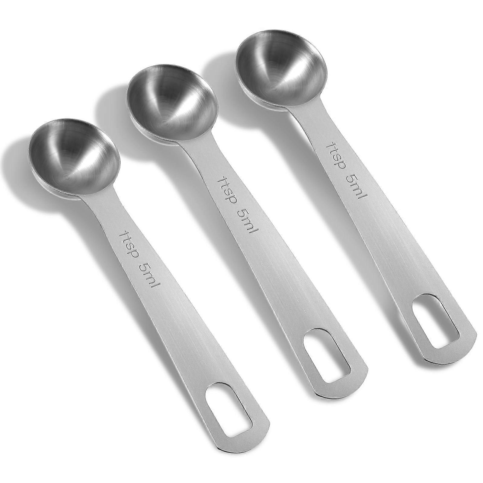 3 Pcs Stainless Steel Measuring Spoons Set 5ml Precise Teaspoon for Baking Cooking Coffee