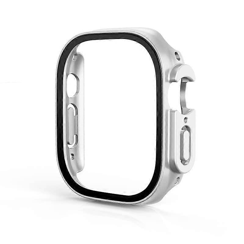 Case for Apple Watch Ultra 49mm with Tempered Glass Screen Protector, Full Coverage ScratchResistant Bumper, Silver