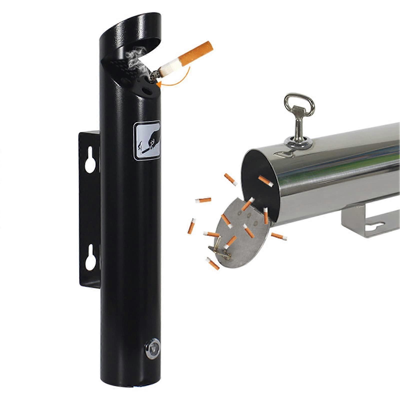 Outdoor WallMounted Ashtray, Lockable Rustproof Stainless Steel Cigarette Receptacle with Removable Insert