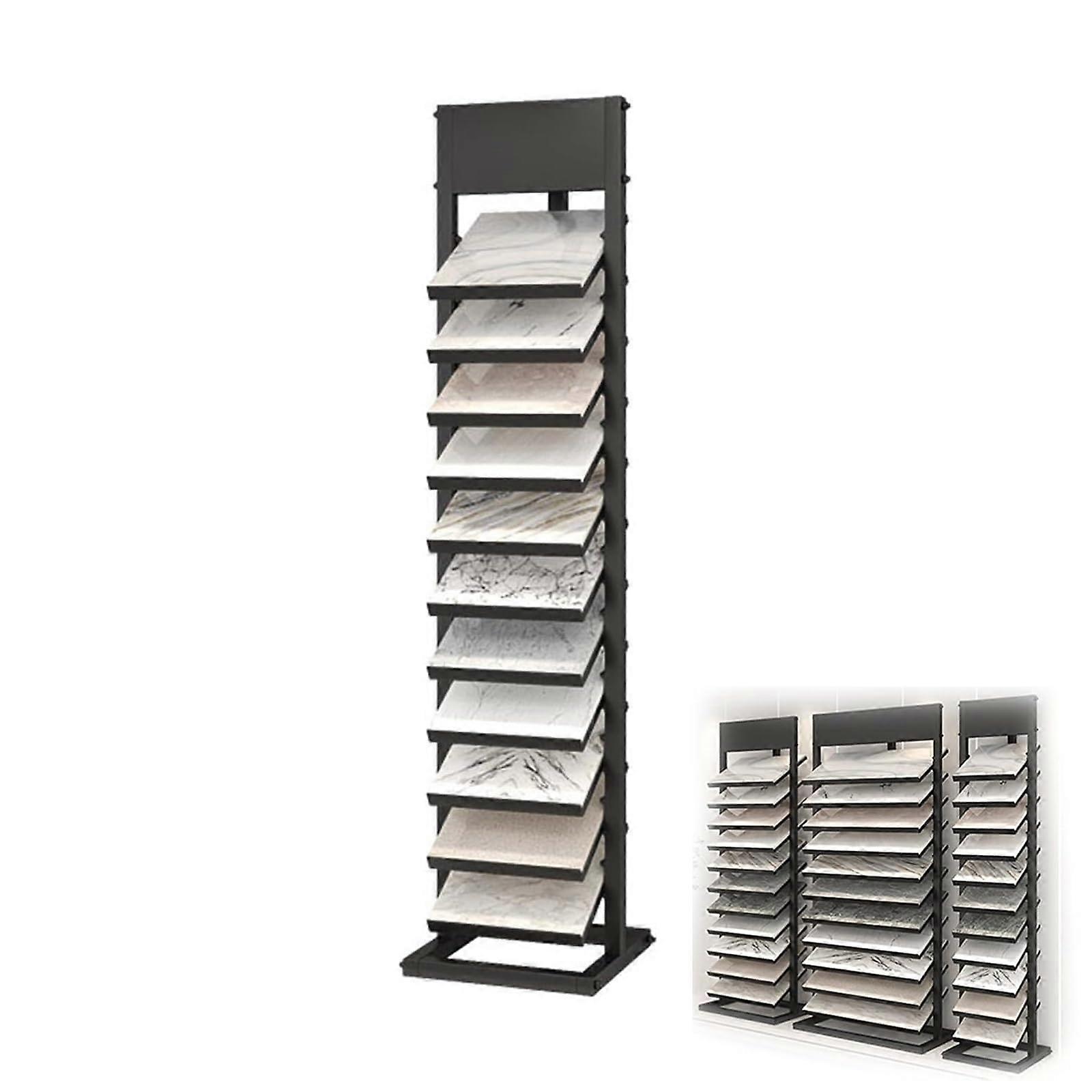 Floor Standing Tile Display Rack with Durable Metal Construction for Ceramic Tile Samples 14.6x13.8x66.9in