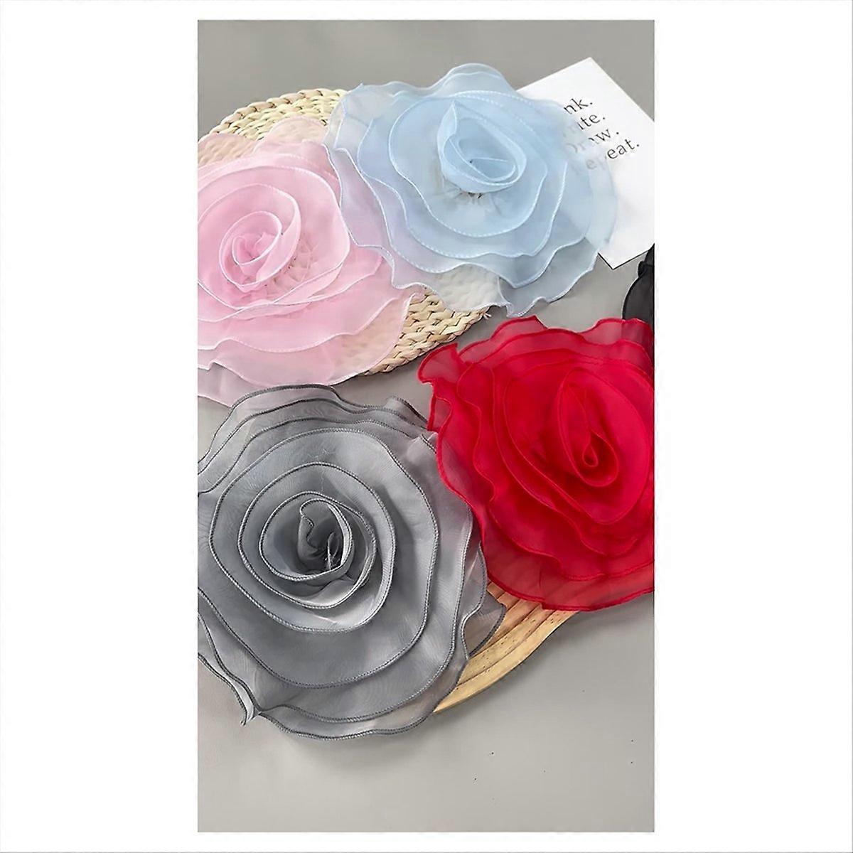 White Multi-Layered Three-Dimensional Gauze Flower Corsage Decoration