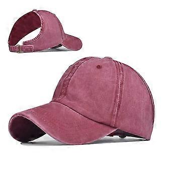 Women's Ponytail Baseball Cap Adjustable Breathable Cotton Blend Hat for Running and Messy Bun