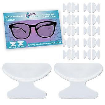 Silicone Eyeglass Nose Pads 2.5mm Thick Butterfly Adhesive AntiSlip Design for Glasses and Sunglasses Replacement Pack 10 Pairs Clear