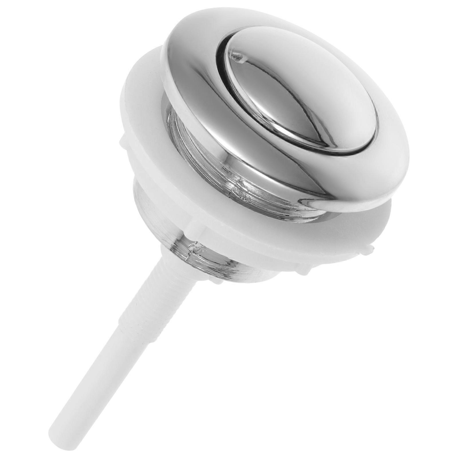 Toilet Flush Button Replacement Single Flushing Bathroom Use Silver ABS Push 1Set