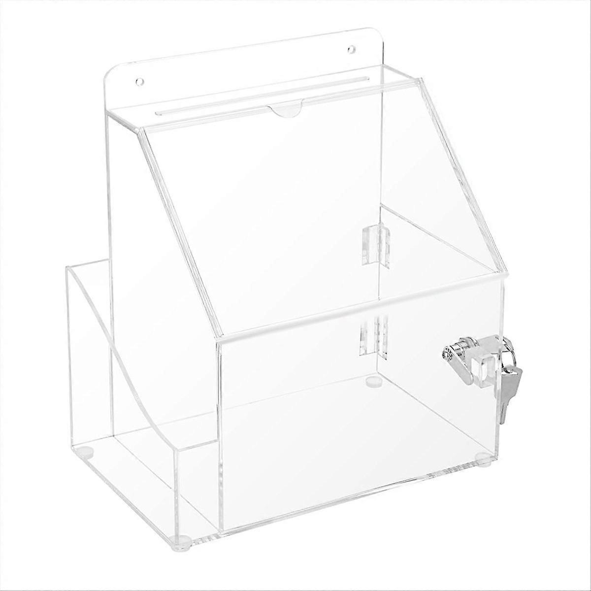 Suggestion Box with Lock Wall Mounted Donation Box Transparent