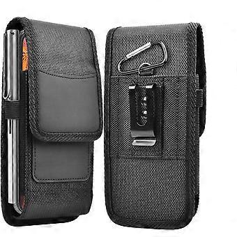 Phone Belt Pouch for Oppo A52, Nylon Belt Clip Holster with 360° Shock Protection, Water‑Repellent Black Case