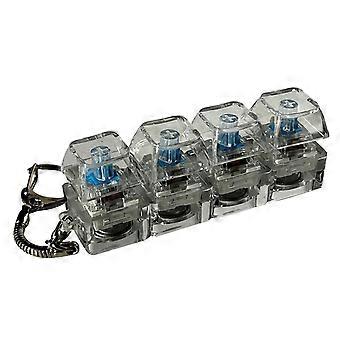 Light Up Keyboard Fidget Toy with 4 Clicky Mechanical Buttons Keychain for Stress Relief