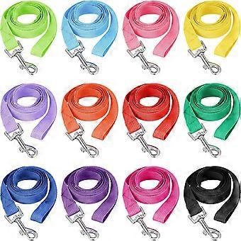 Lot de 12 laisses en nylon pour chiots, 1,5 m, 12 couleurs, corde de traction pour chiens de petite et moyenne taille, idéales pour l'éducation, les jeux, le camping ou le dressage.
