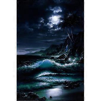 MOONRISE - Quebra-cabeça de madeira com arte oceânica cênica - PRAIA 3682 -A1649