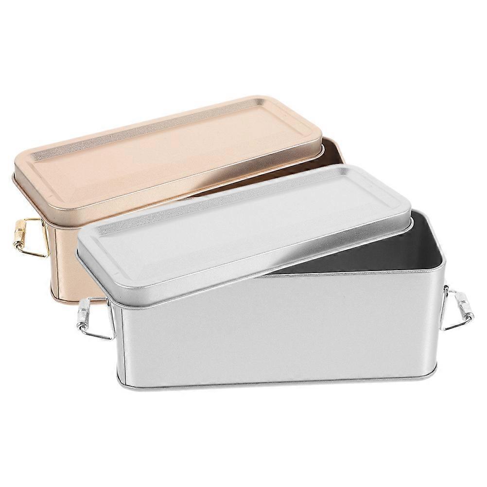 Candy Tins with Lids Rectangular Storage Boxes for Wedding 2Pcs Metal