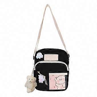 Bolsa transversal estilo japonês com pingente removível para mulheres e meninas. Bolsa mensageiro macia.