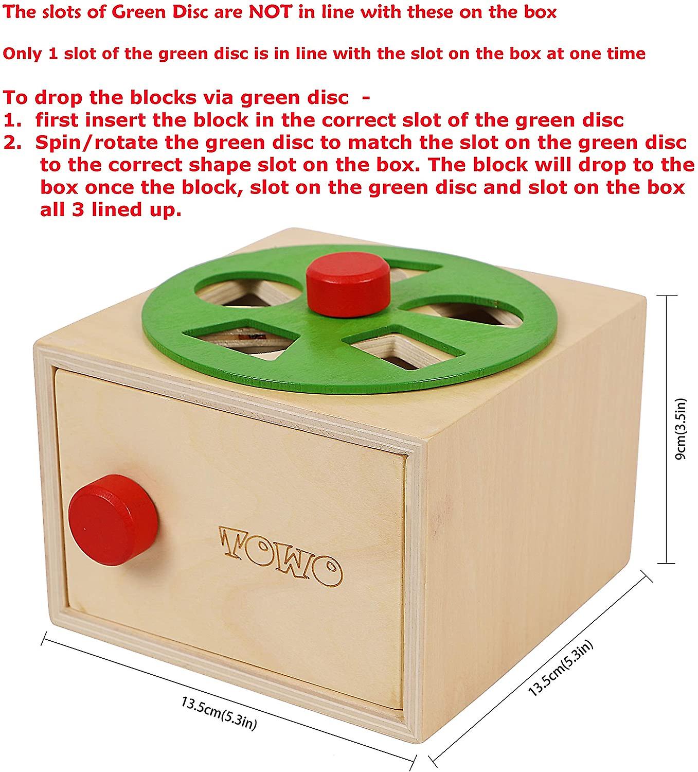 Wooden Shape Sorter Sorting Box With Latch Lock Rotating Wheel