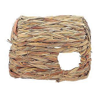 Hamsterversteck aus Naturstroh, gewebtes Kleintierhaus für den Innenbereich, hellbraun, 23 x 18 x 4 cm, 1 Stück