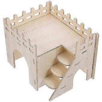 Slijtvast houten hamsterhuisje/schuilplaats voor kleine huisdieren (2 sets)