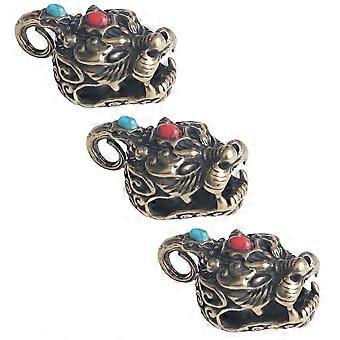 Brass Pi Yao Pendants 3Pcs Retro Animal Shape Keychain Decor Assorted Color Suitable For Individuals And Families