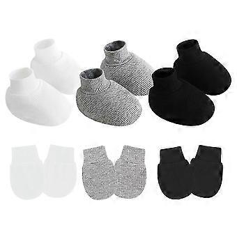 Bestes 3er-Set atmungsaktiver Baby-Fäustlinge und -Socken aus Baumwolle für Neugeborene (0–3 Monate) – Kratzfestes Design – Set E