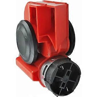 Clacson a bocca quadrata a chiocciola, doppio tono, elettrico, universale, per auto, furgoni, bici, barche (rosso) (1 pz)