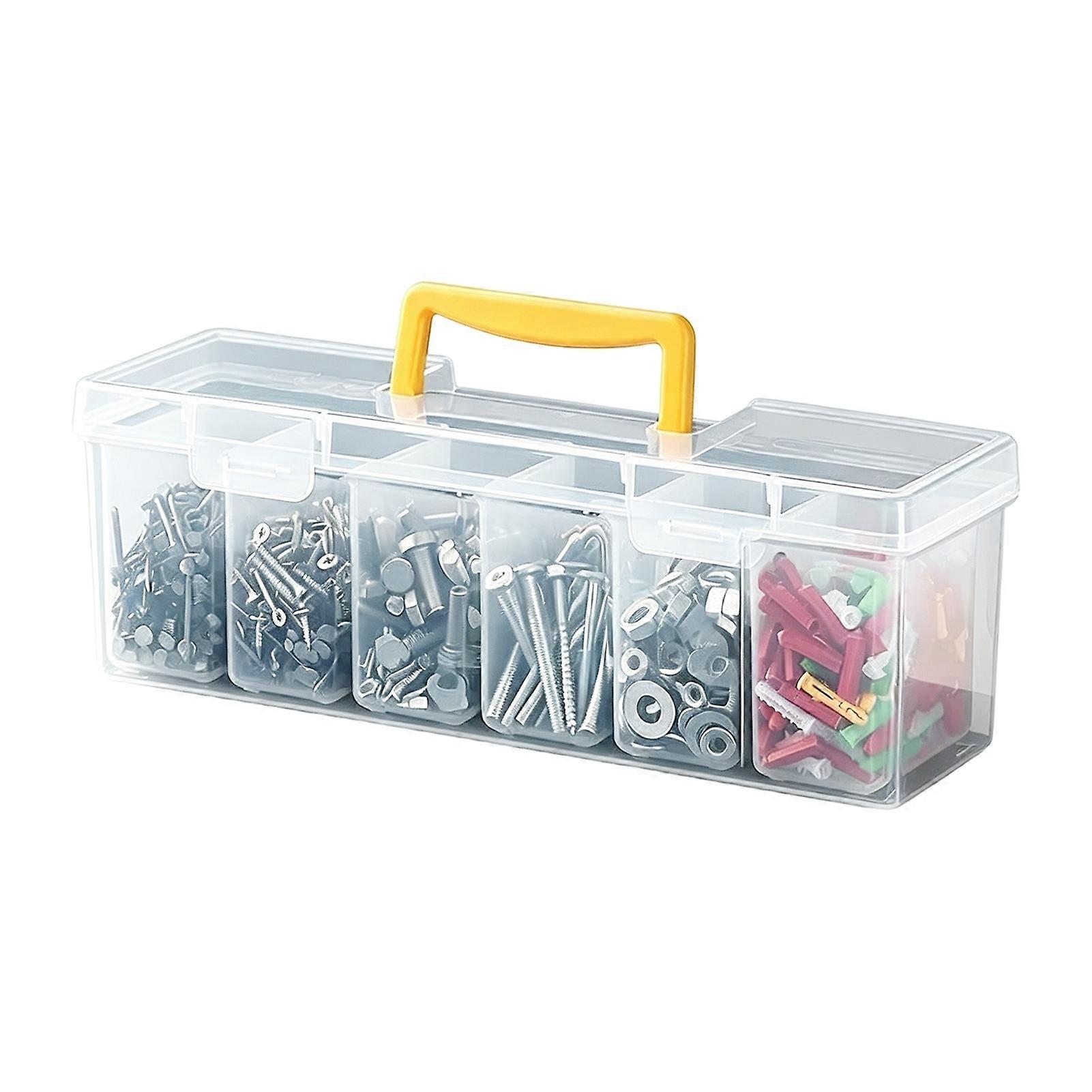 Hardware Storage Box with Handle and Transparent Box and Stackable Dust Proof Design