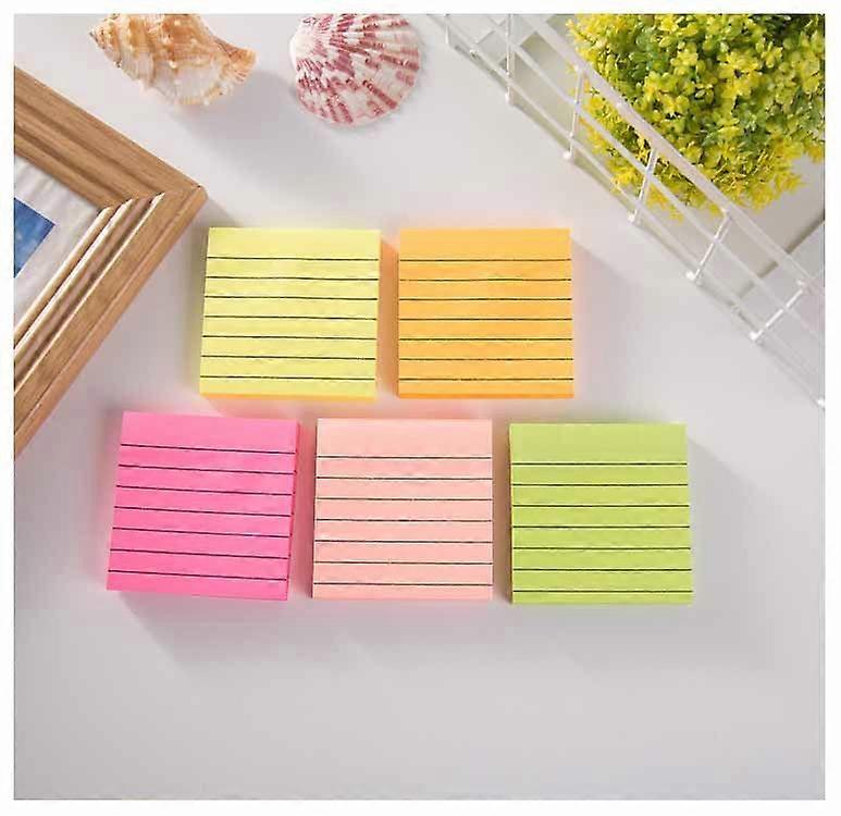 Lined Sticky Notes for Post,6 Bright Colors Self-Stick Notes, 100Sheets Per Pad, 5Pads,5 Sheets Total
