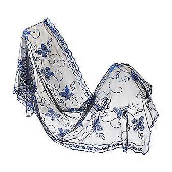Festlicher Schal für Damen, bestickter Mesh-Abendschal mit Muschelsaum, ideal für Partys, Fotoshootings und Empfänge, Weiß