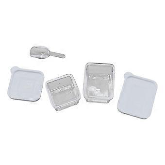 Conjunto de caixas Bentoes para casas de bonecas multiuso, materiais plásticos transparentes e resistentes para alimentos