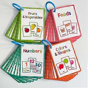 80 Cards Educational Flash Cards for Kids, Colorful Durable Paper Learning Cards with Fruits, Vegetables, Foods, Numbers, Colors & Shapes Vocabulary