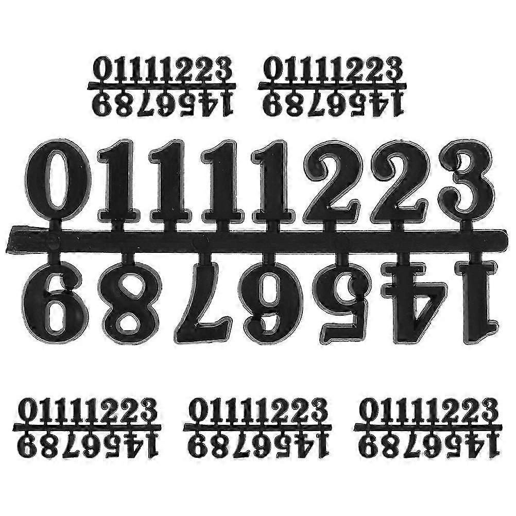 Clock Numerals Replacement, Black Plastic, Smooth Lines, for DIY Wall Clock Home Decor, 6 Sets