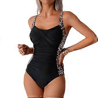 Womens Push Up Swimwear Ladies 1 Pc Bathing Suit Ruched Swimsuit Female Swimming Suit for Beachwear Black Panther Patter S