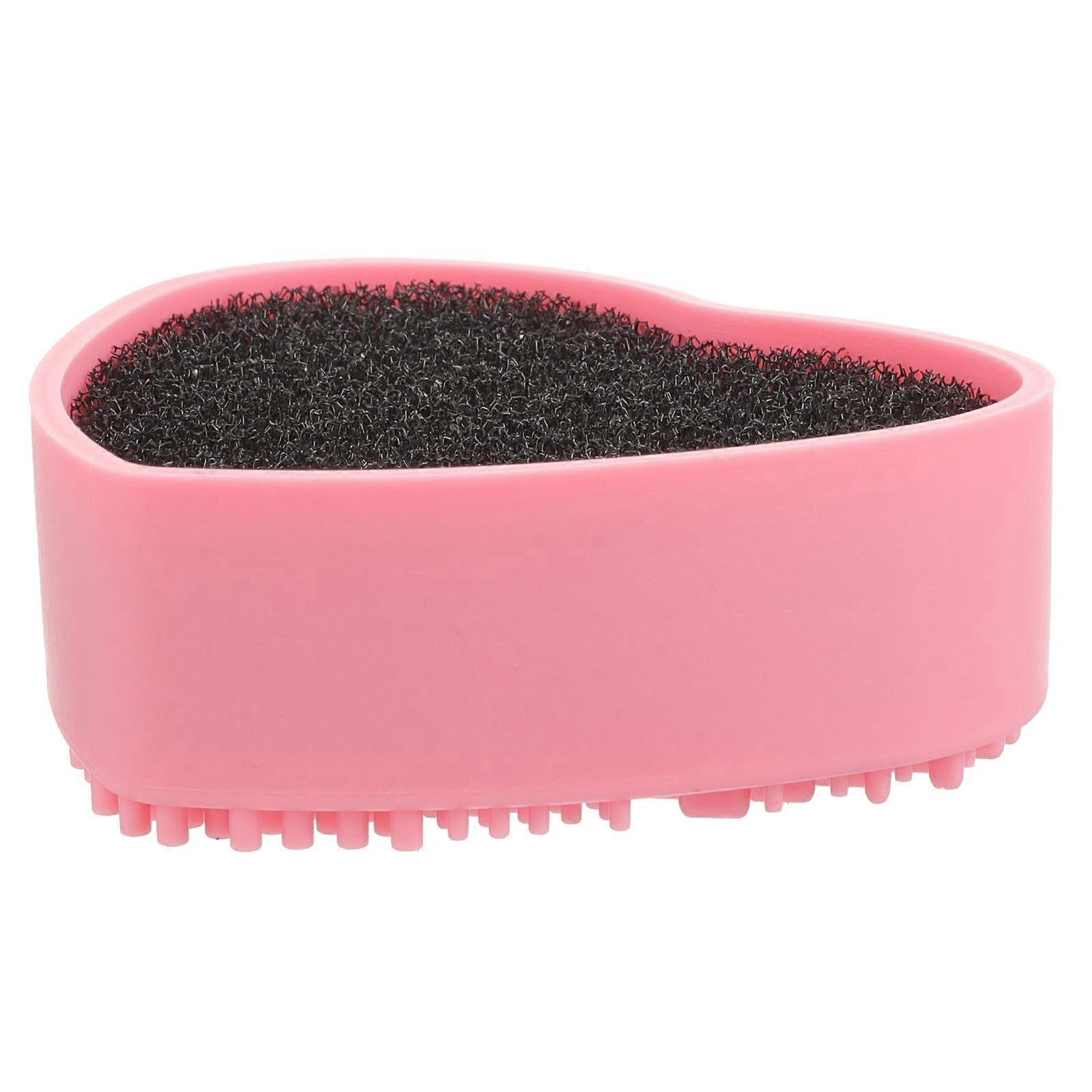 Brush Cleaning Box for Makeup Tools Pink Heart Shaped Sponge Case