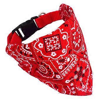 Pet Collar Bandana Adjustable Breathable Skin Friendly Triangular Print Dog Collar with Scarf for Cat Rabbit Red S 1.0cm/0.4in