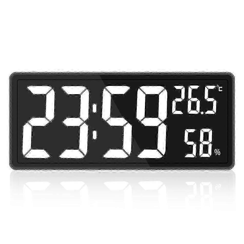 Large Digital Wall Clock with Temperature & Humidity, LED Display compatible with Bedroom Office