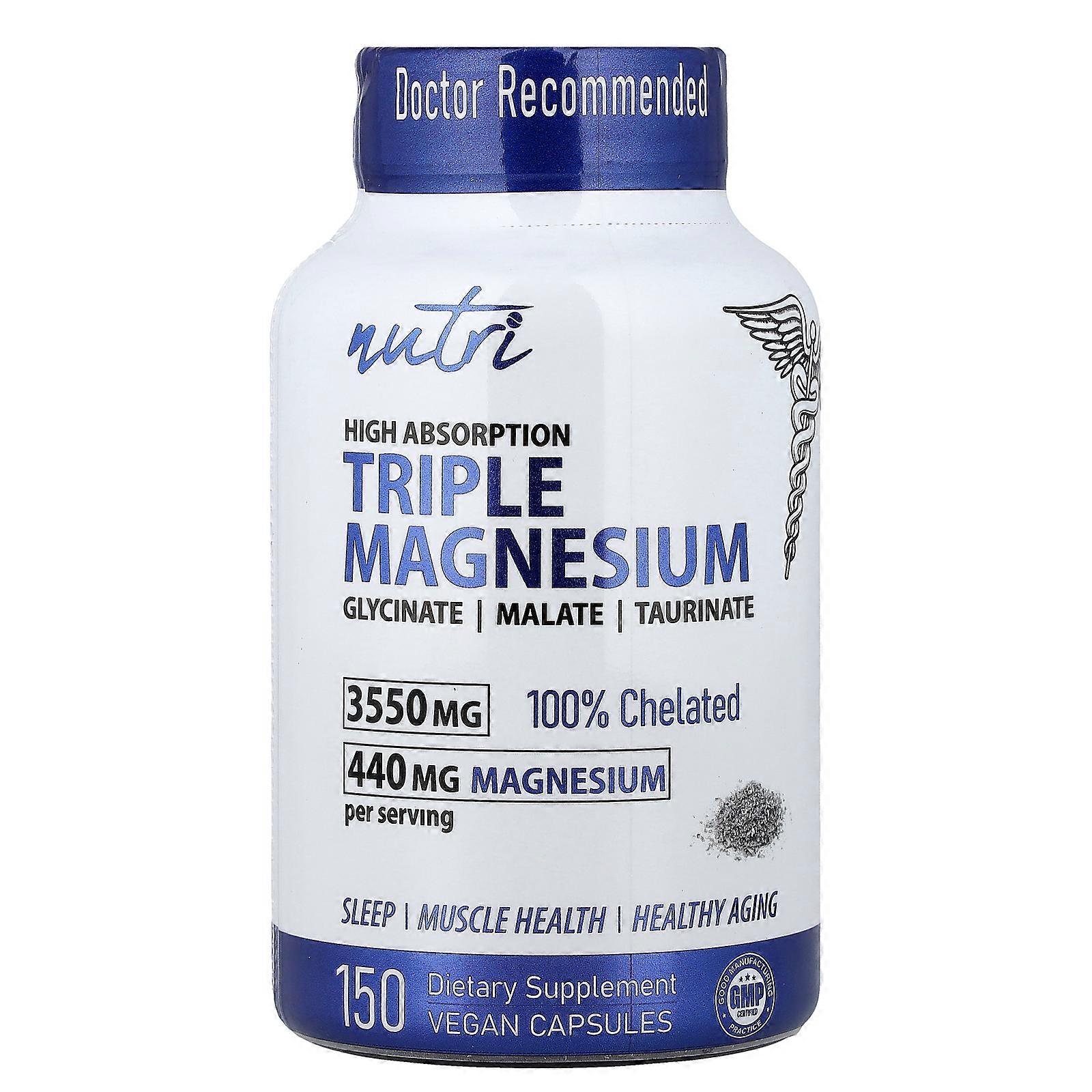 Nutri, Triple Magnesium, High Absorption, 150 Vegan Capsules