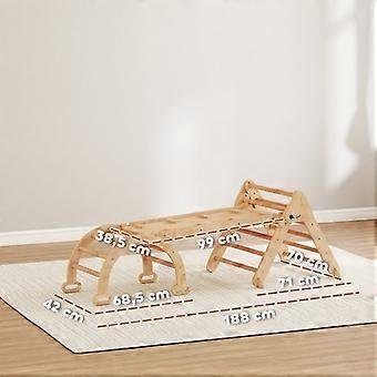 7-in-1 Klettergerüst mit Bogenleiter, Dreiecksleiter, Rampe, Kletterwand und Rutsche für Kinder von 1,5 bis 4 Jahren, faltbar, aus Holz