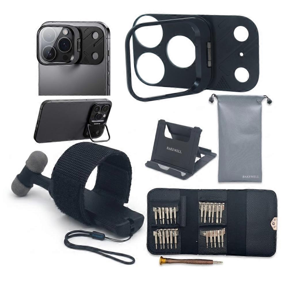 Bakewell Camera Lens Protector with Stand & Stylus Pen Compatible with iPhone 17 Pro Max