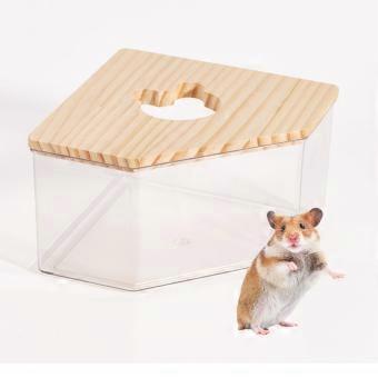 Transparant Acryl Zandbad voor Hamsters, Hamster Zandbad Container met Houten Deksel