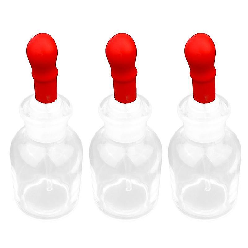 8X2.5x2.5cm Wash Bottles 3pcs Glass Dropping Bottles Multi-purpose Dropper Bottles Compac
