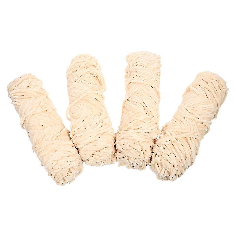 6.5X24cm Beige Thread & Floss 4pcs Handmade Crocheted Thread Material Scarf Hat Shawl Diy Knitting W
