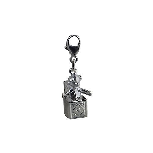 Silver 25x10mm Jack in the Box Charm on a lobster trigger