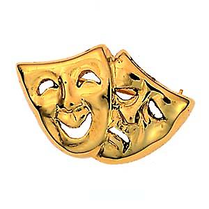 9ct Gold 22x33mm Comedy and Tragedy Brooch