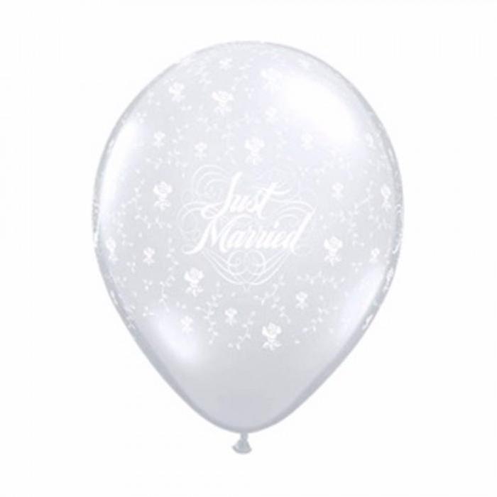 Qualatex Just Married Flower Design Clear Latex Balloons (Pack of 25)
