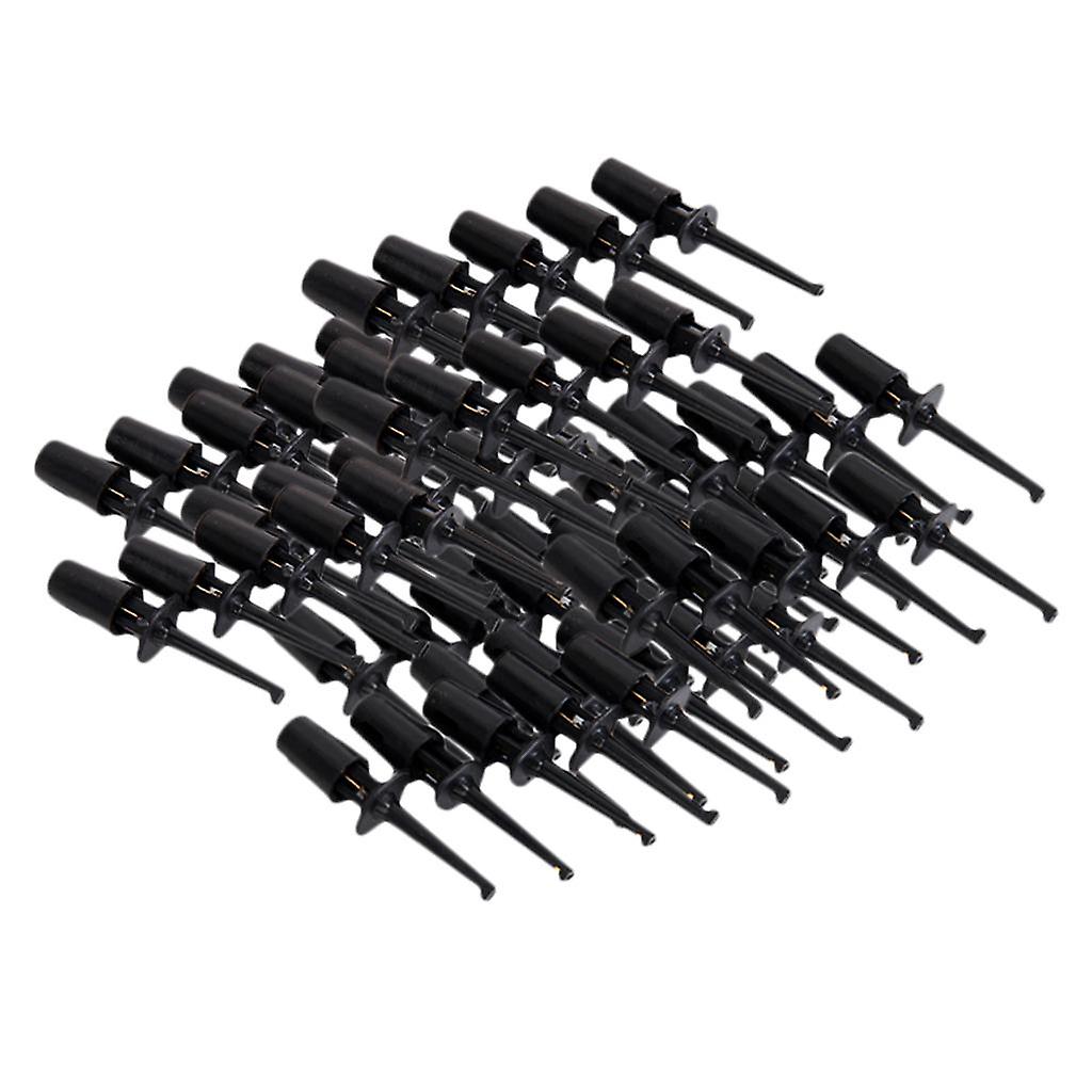 60Pcs Mini Test Hook Probe Lead Wire Cable Spring Clip Black for PCB SMD IC