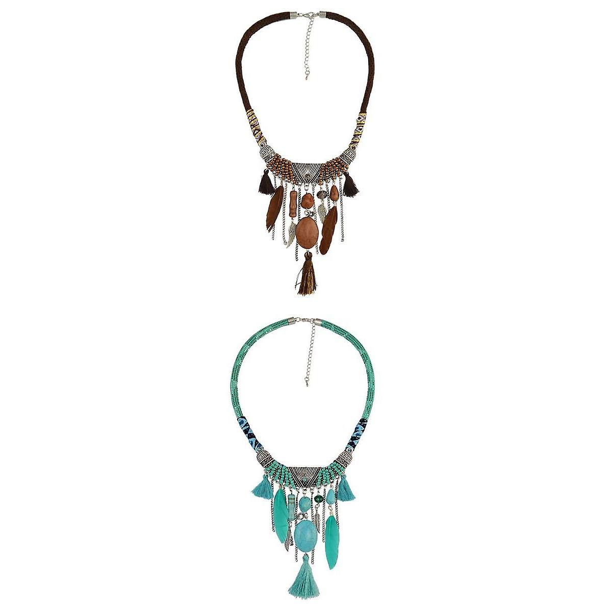 2 PCS déclaration bavoir collier vert et marron